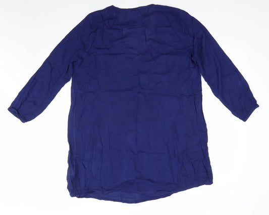 Dorothy Perkins Womens Blue  Viscose A-Line  Size M  V-Neck Pullover - Beach dress  Lace trim Elastic Cuffs