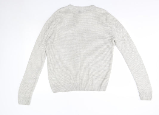 New Look Mens Grey Round Neck  Acrylic Pullover Jumper Size S
