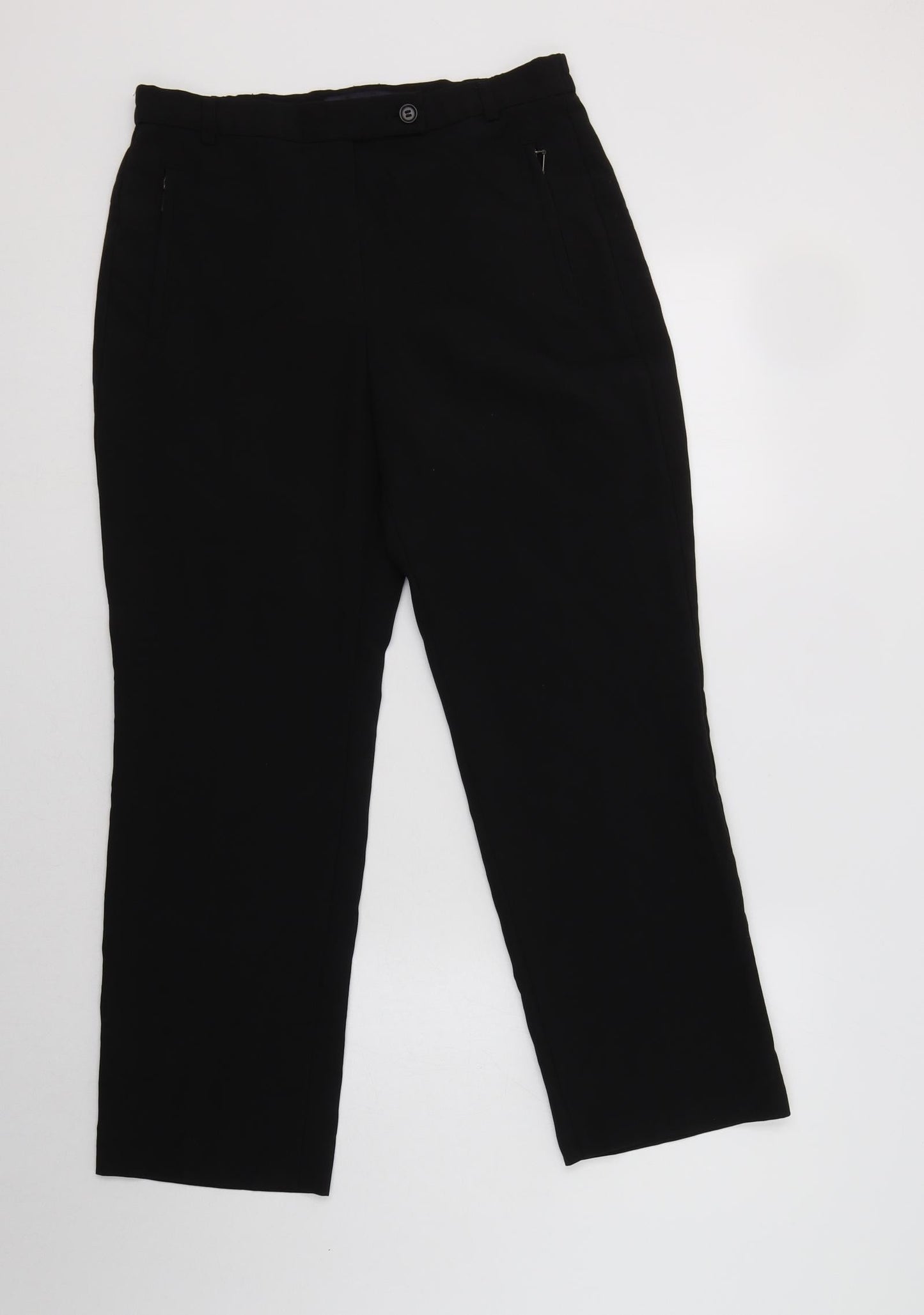M&S Womens Black  Polyester Dress Pants Trousers Size 10 L27 in Regular Button