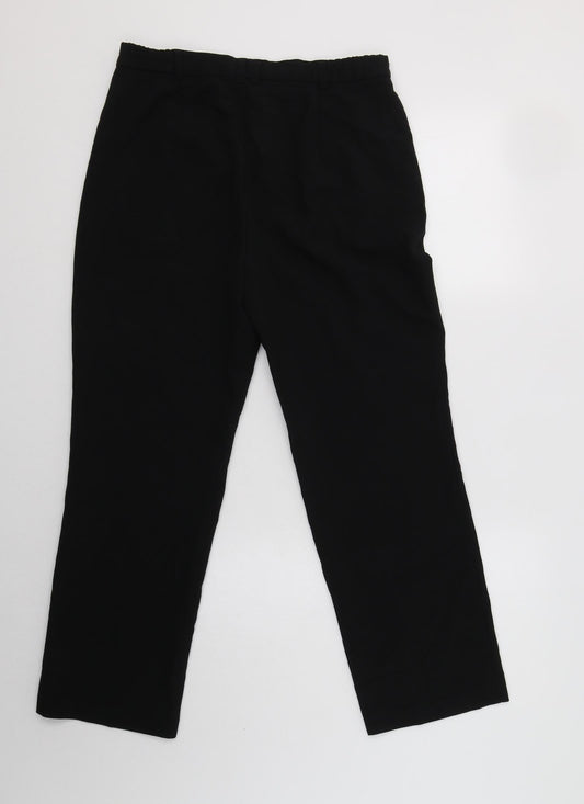 M&S Womens Black  Polyester Dress Pants Trousers Size 10 L27 in Regular Button