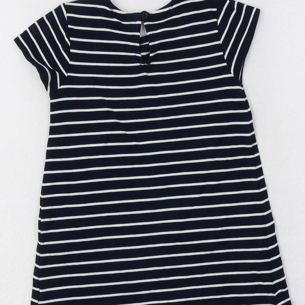 NEXT Baby Blue Striped Viscose A-Line  Size 12-18 Months  Crew Neck Button