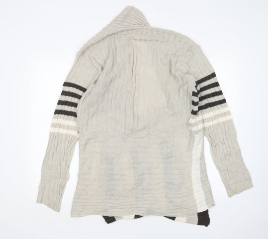 Tamnoon Womens Multicoloured V-Neck Striped Acrylic Cardigan Jumper Size L