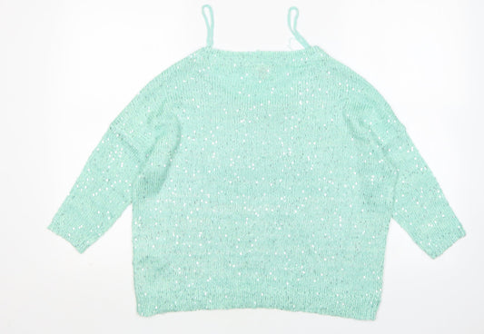 Only Womens Green Round Neck  Acrylic Pullover Jumper Size M