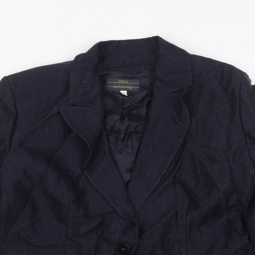 M&S Womens Blue  Viscose Jacket Suit Jacket Size 16