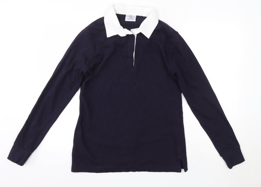 Front Row Womens Blue Collared  100% Cotton Pullover Jumper Size L
