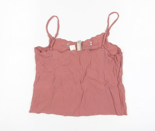 H&M Womens Pink  Viscose Cropped Tank Size 6 V-Neck