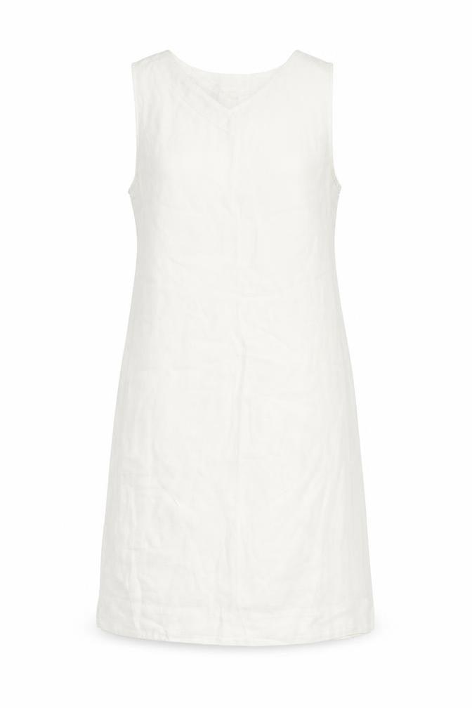 M&S Womens Ivory  Linen A-Line  Size 8  V-Neck