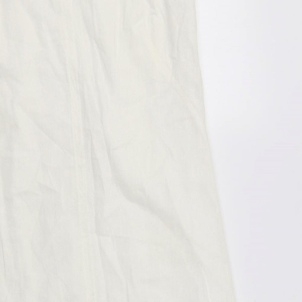 M&S Womens Ivory  Linen A-Line  Size 8  V-Neck