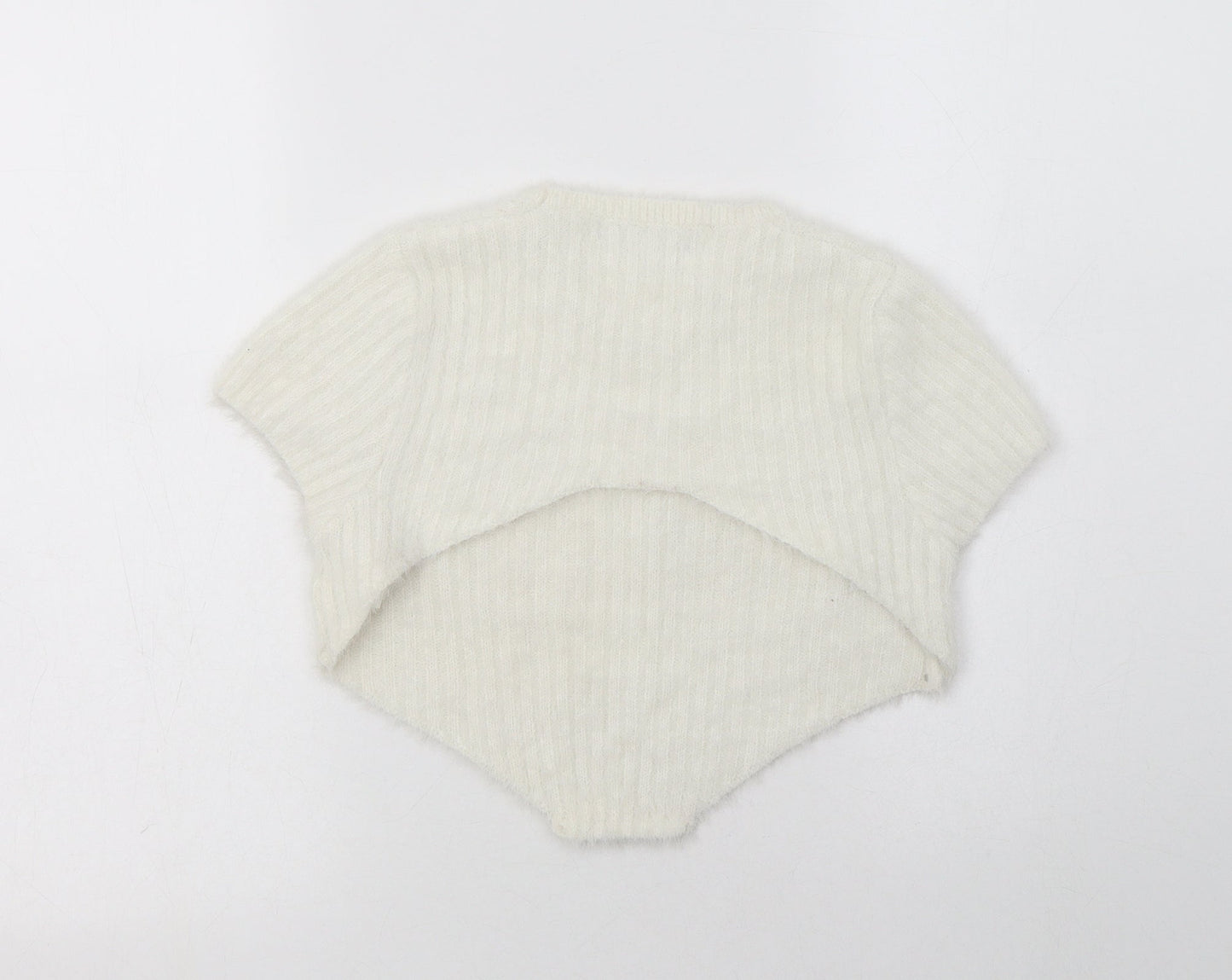 Missguided Womens White Crew Neck  Polyamide Pullover Jumper Size 10