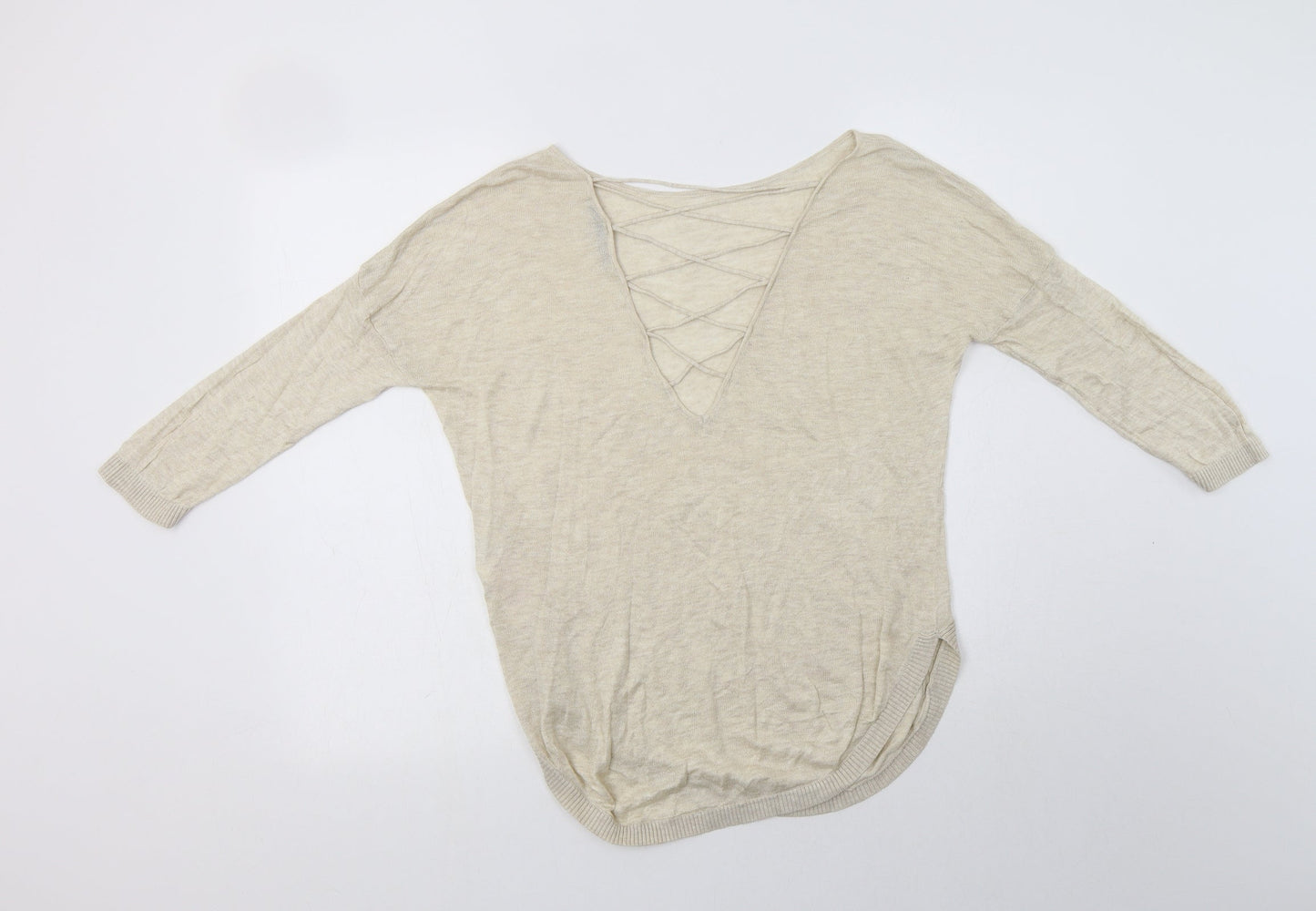 Only Womens Beige Round Neck  Acrylic Pullover Jumper Size S