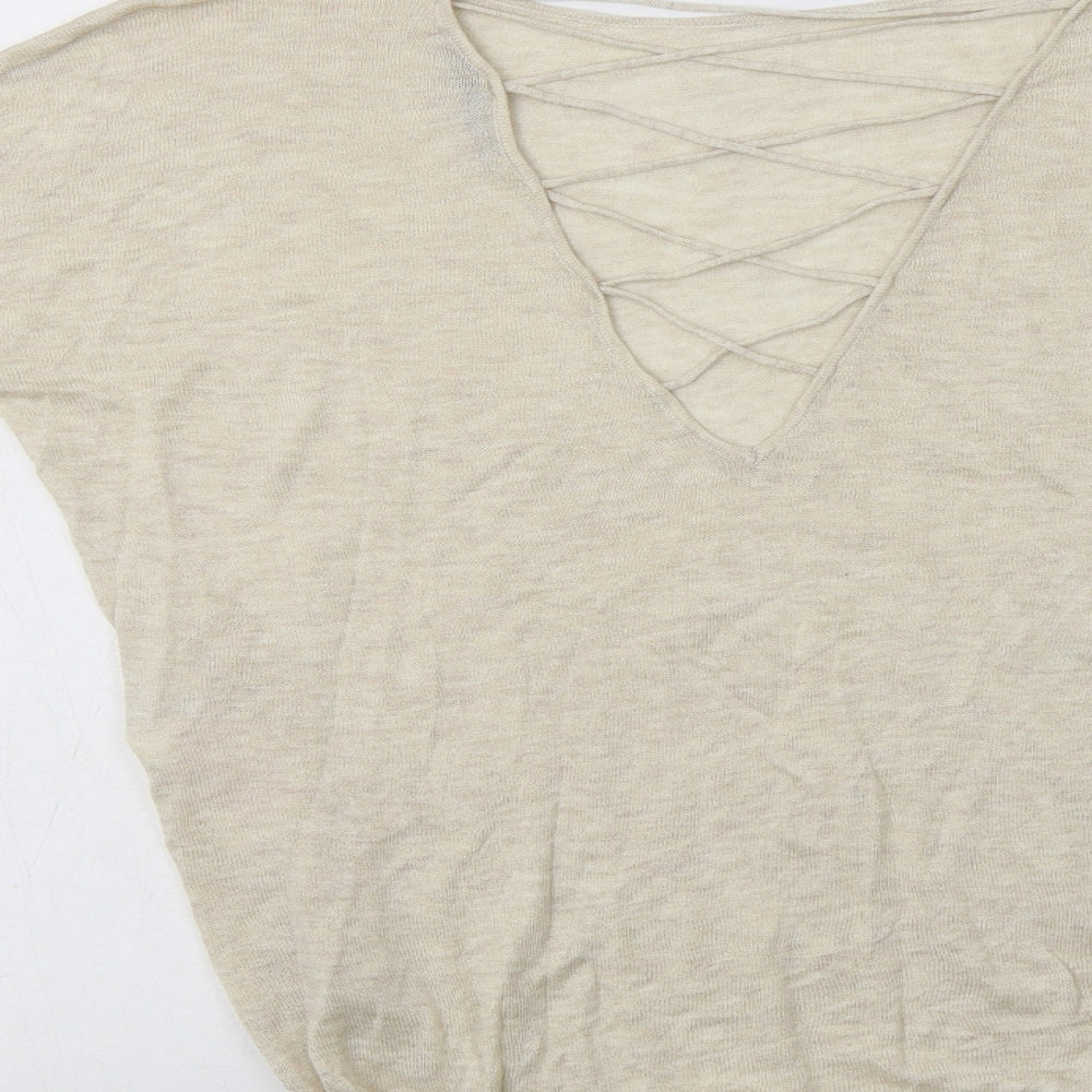 Only Womens Beige Round Neck  Acrylic Pullover Jumper Size S