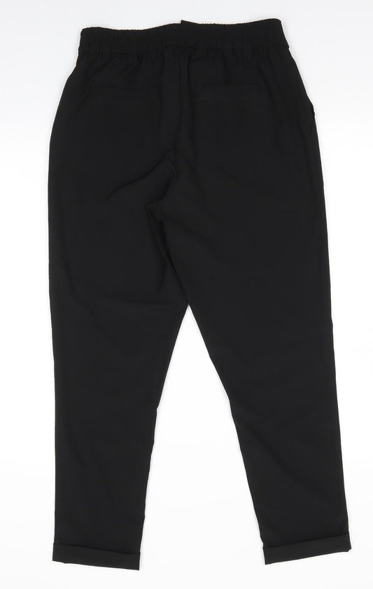EZY Wear by CH1 Womens Black  Polyester Trousers  Size S L26.5 in Regular  - Back Elastication Tie Front Turn ups
