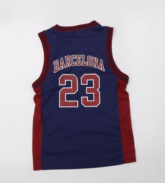 Sport Zone Womens Blue Colourblock Polyester Jersey Tank Size 6 Crew Neck - Barcelona