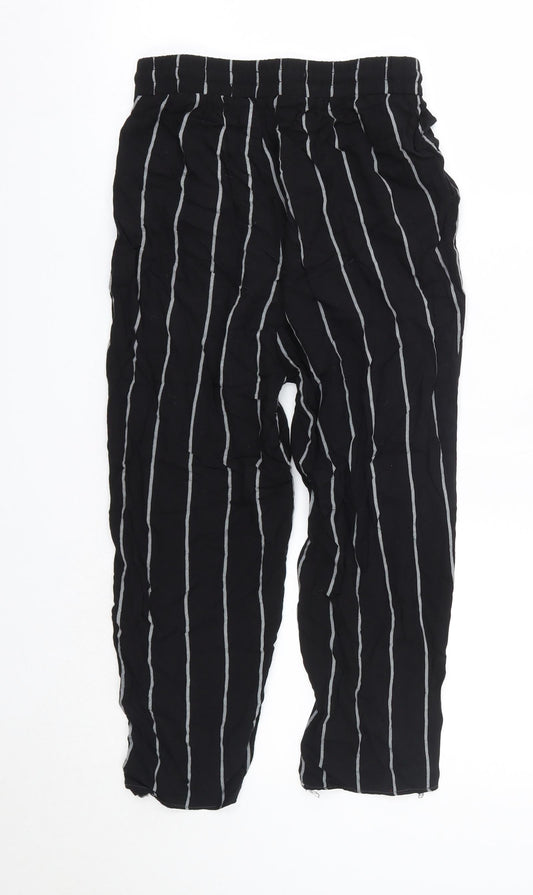 PRETTYLITTLETHING Womens Black Striped Viscose Dress Pants Trousers Size 4  Regular