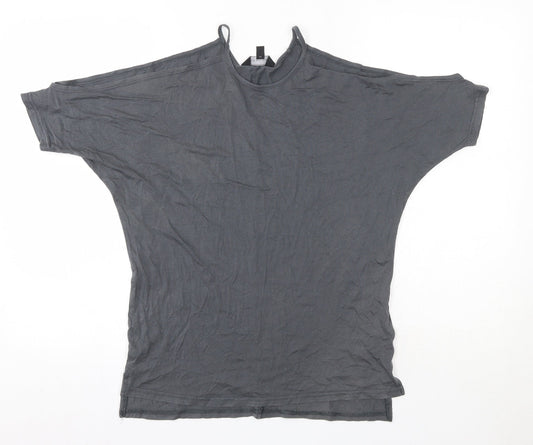 New Look Womens Grey  Modal Basic Blouse Size 6 Round Neck