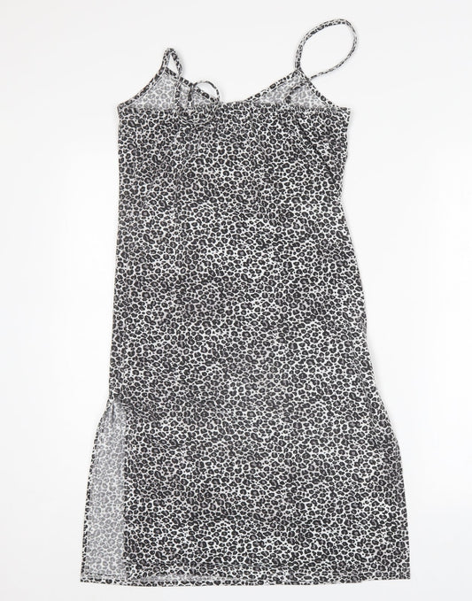 Boohoo Womens Multicoloured Animal Print Polyacrylate Fibre Tank Dress  Size 8  V-Neck