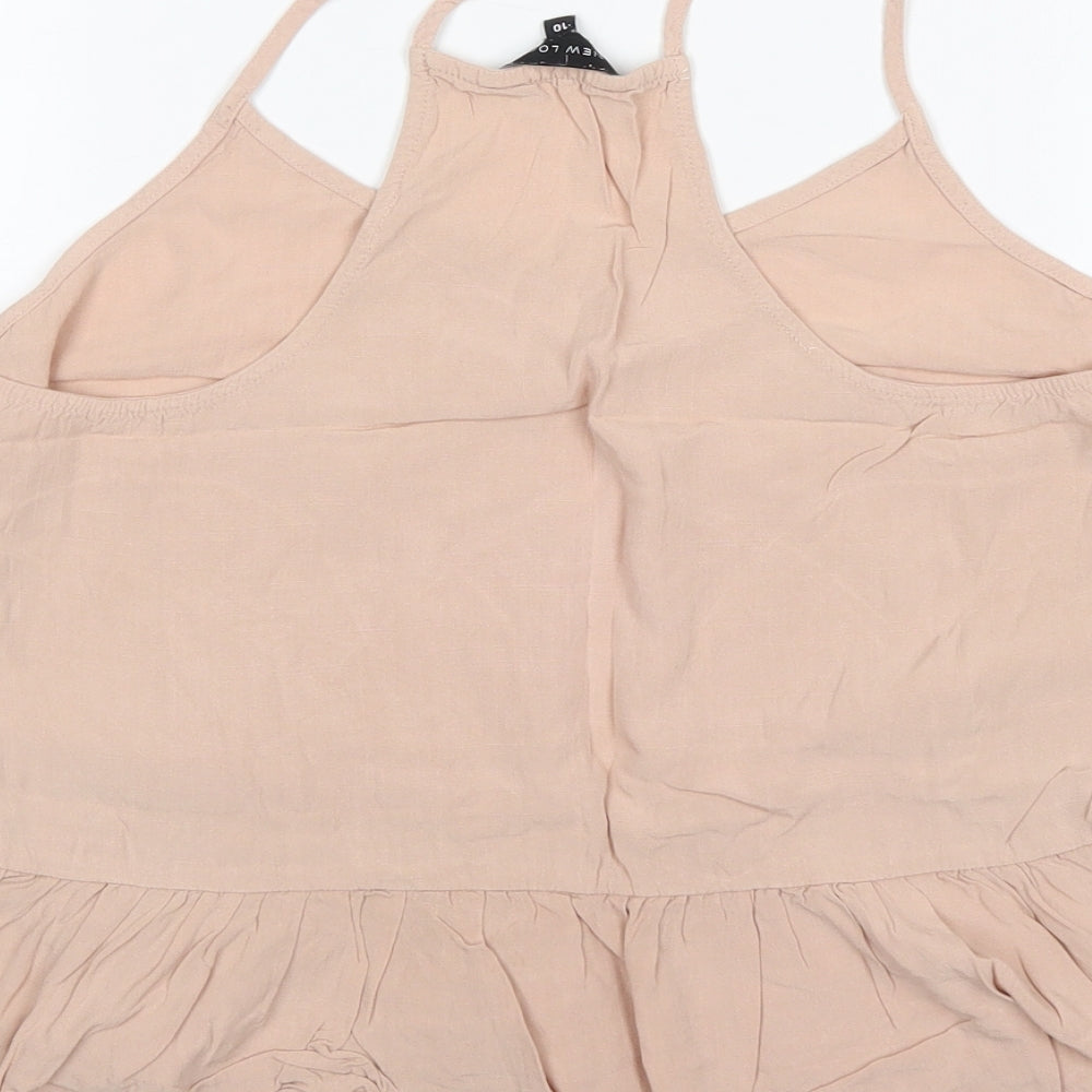New Look Womens Orange  Viscose Basic Blouse Size 10 Round Neck