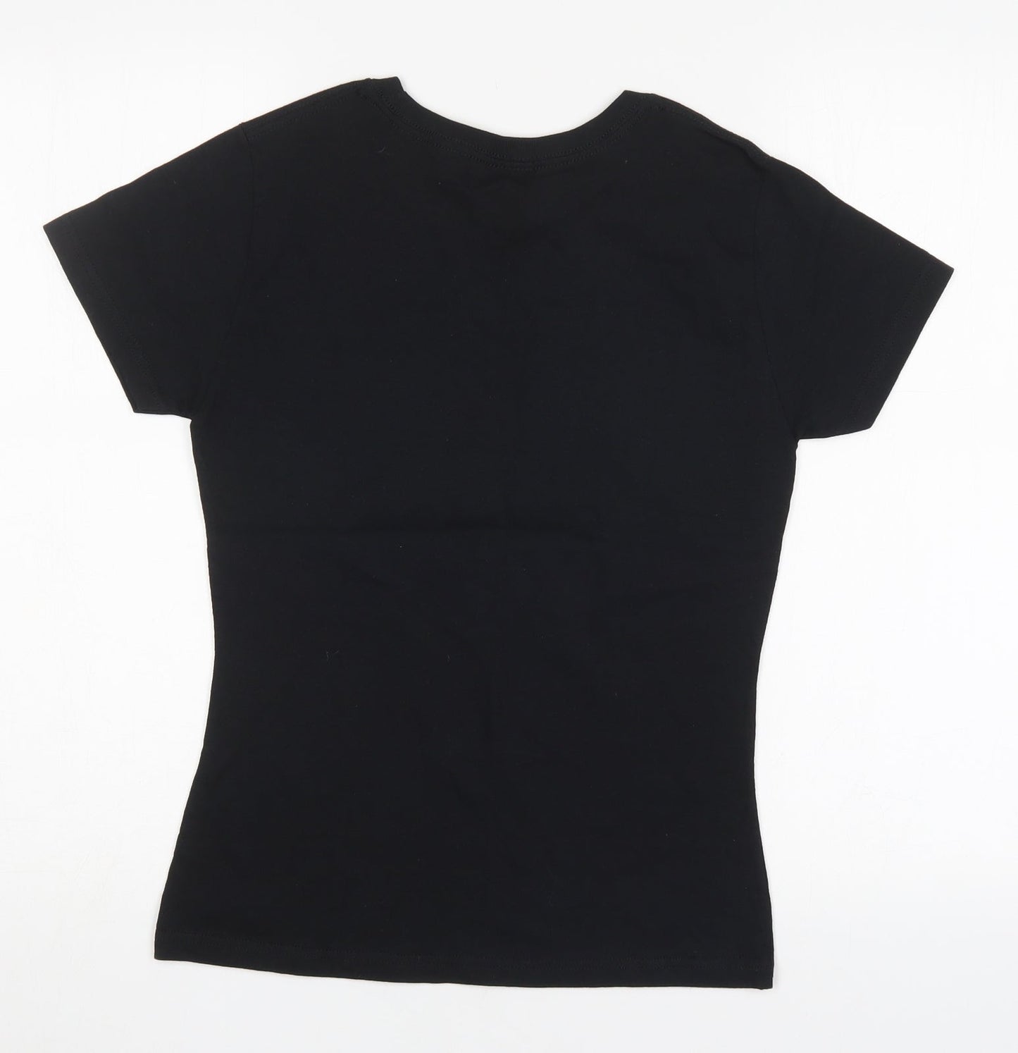 Preworn Womens Black  Cotton Basic T-Shirt Size M Round Neck - Wife