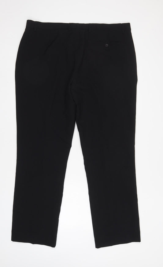 Peacocks Womens Black  Cotton Trousers  Size 40 L31 in Regular