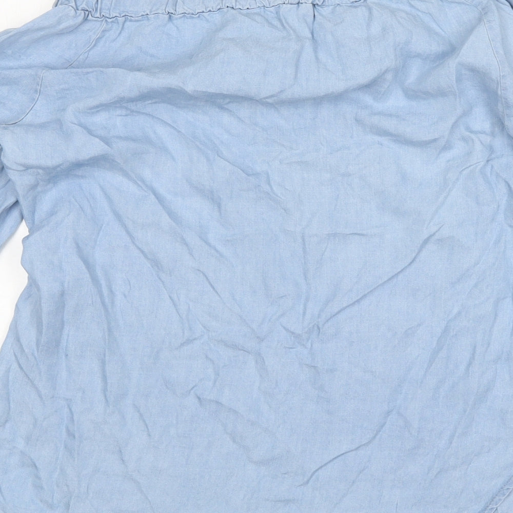 Preworn Womens Blue  Lyocell Basic Blouse Size S Boat Neck