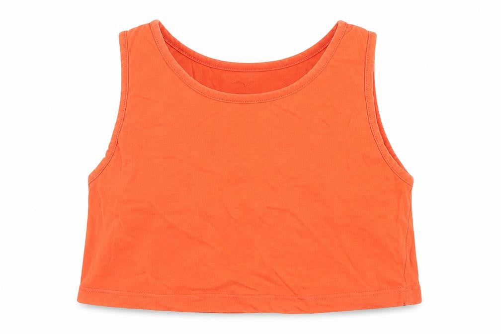 HONEY Womens Orange  Cotton Cropped Tank Size S Round Neck