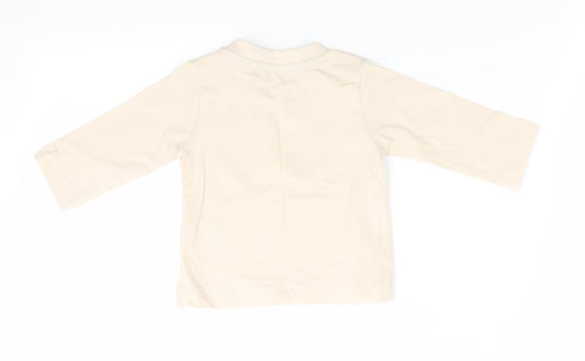 Matalan Boys Beige  Cotton Jersey Casual Size 0-3 Months Round Neck Button - Pale beige