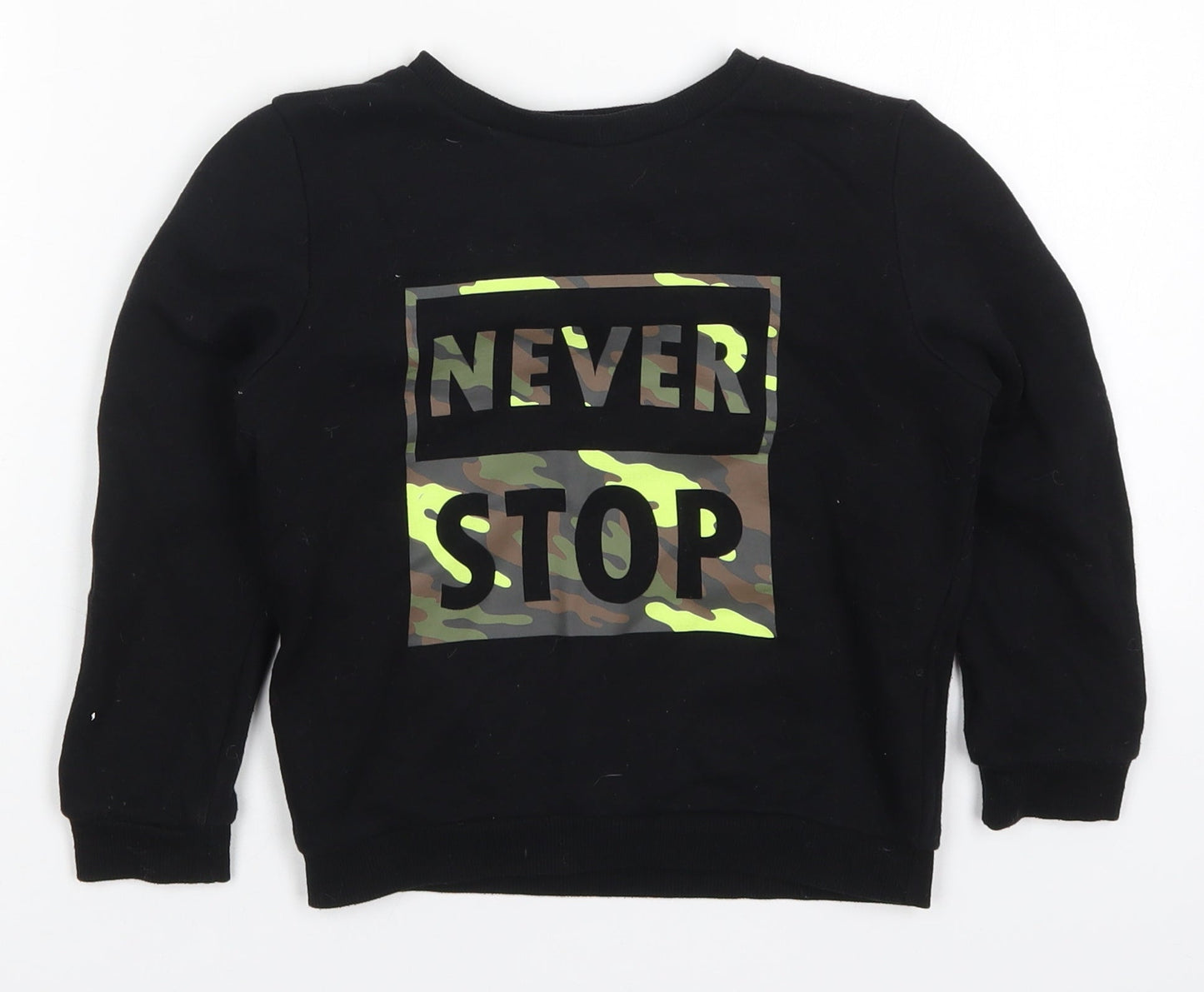 Primark Boys Black  Cotton Pullover Sweatshirt Size 5-6 Years  Pullover - Never Stop
