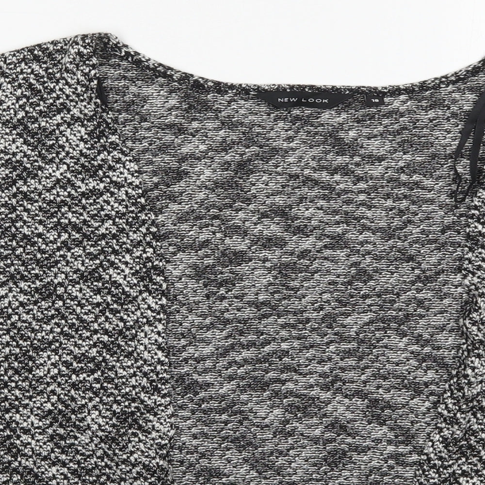 New Look Womens Grey V-Neck  Polyester Cardigan Jumper Size 18