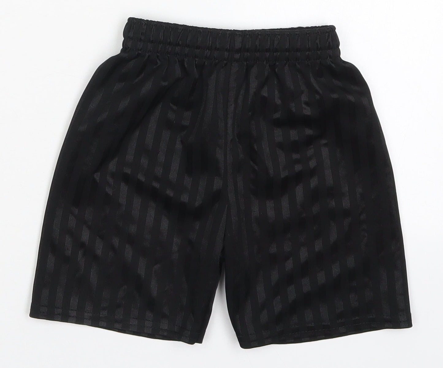 Preworn Boys Black Striped Polyester Sweat Shorts Size 3-4 Years  Regular Drawstring