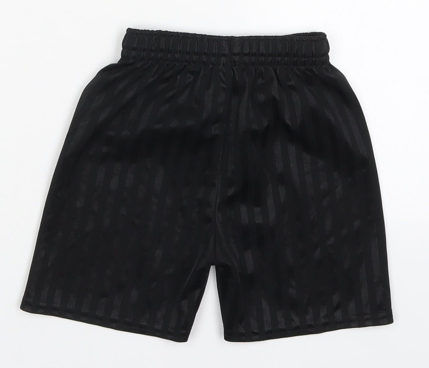 Preworn Boys Black Striped Polyester Sweat Shorts Size 3-4 Years  Regular Drawstring