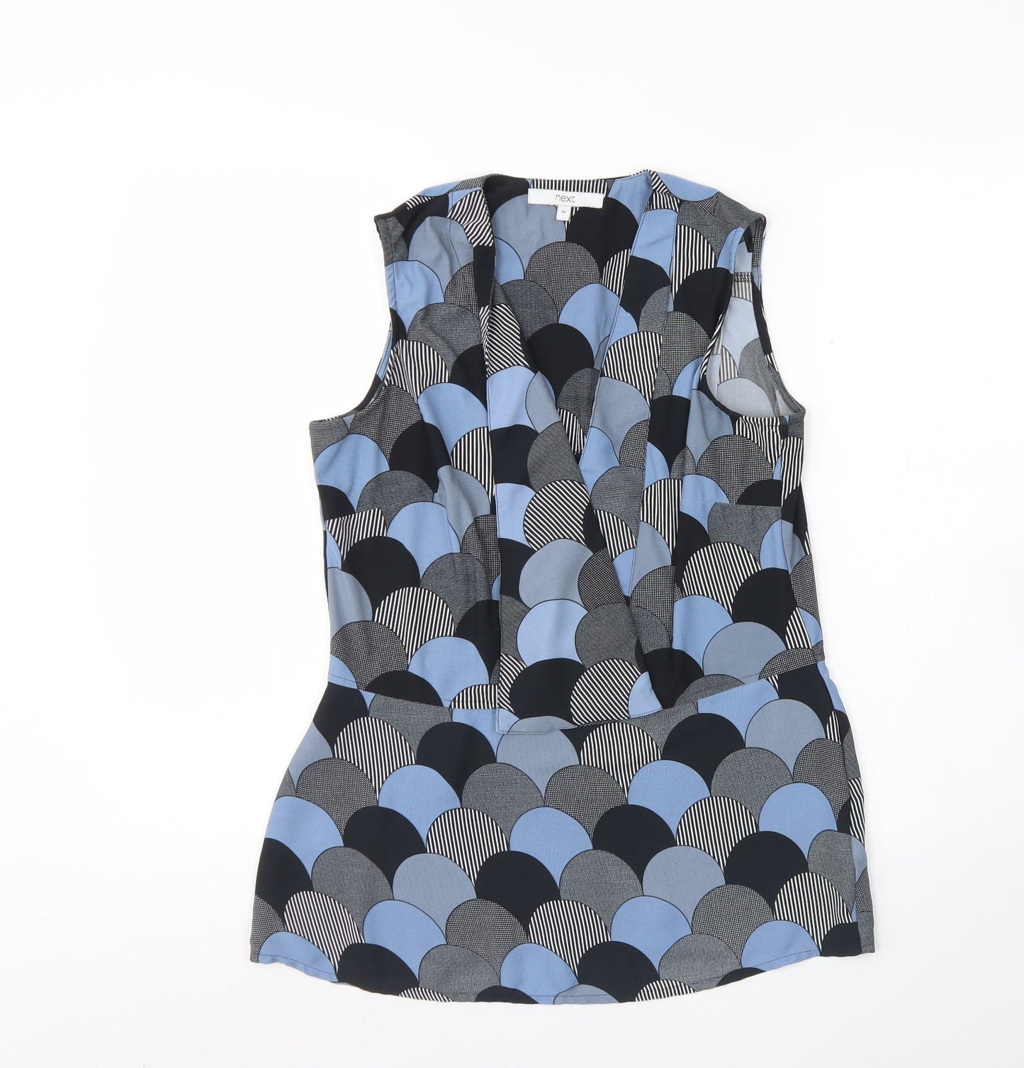 NEXT Womens Blue Polka Dot Polyester Basic Tank Size 10 V-Neck
