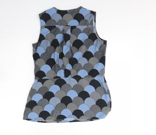 NEXT Womens Blue Polka Dot Polyester Basic Tank Size 10 V-Neck