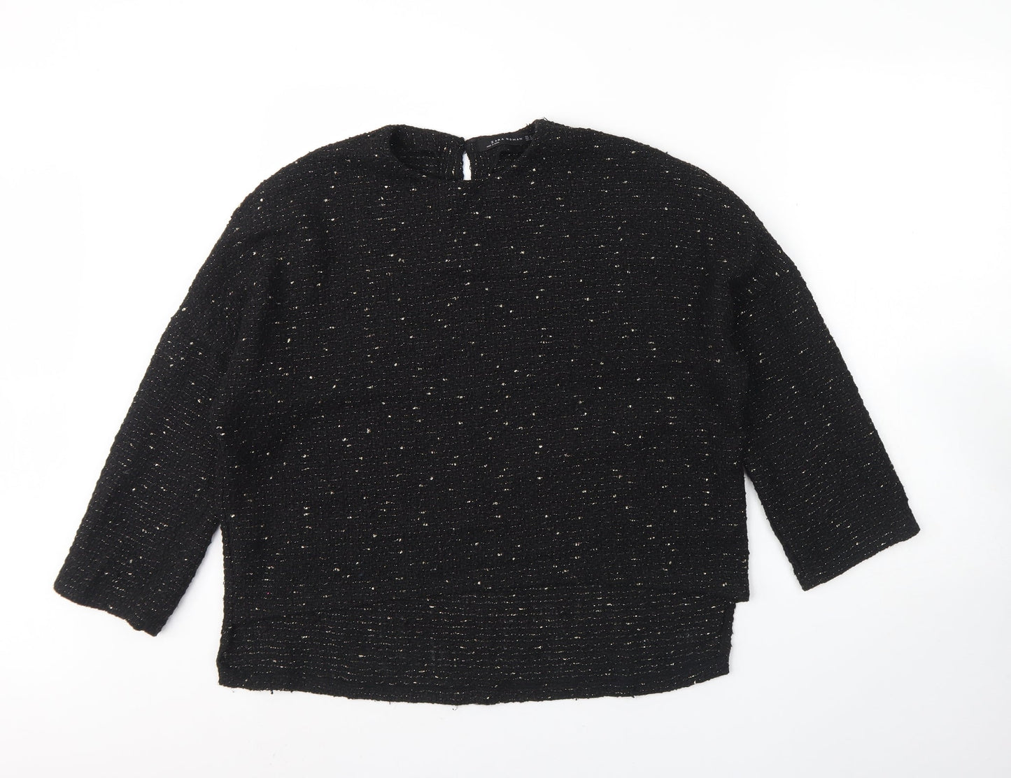 Zara Womens Black Round Neck  Polyester Pullover Jumper Size M