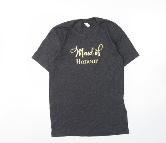 Canvas Womens Grey  Cotton Basic T-Shirt Size S Round Neck - Maid of honour