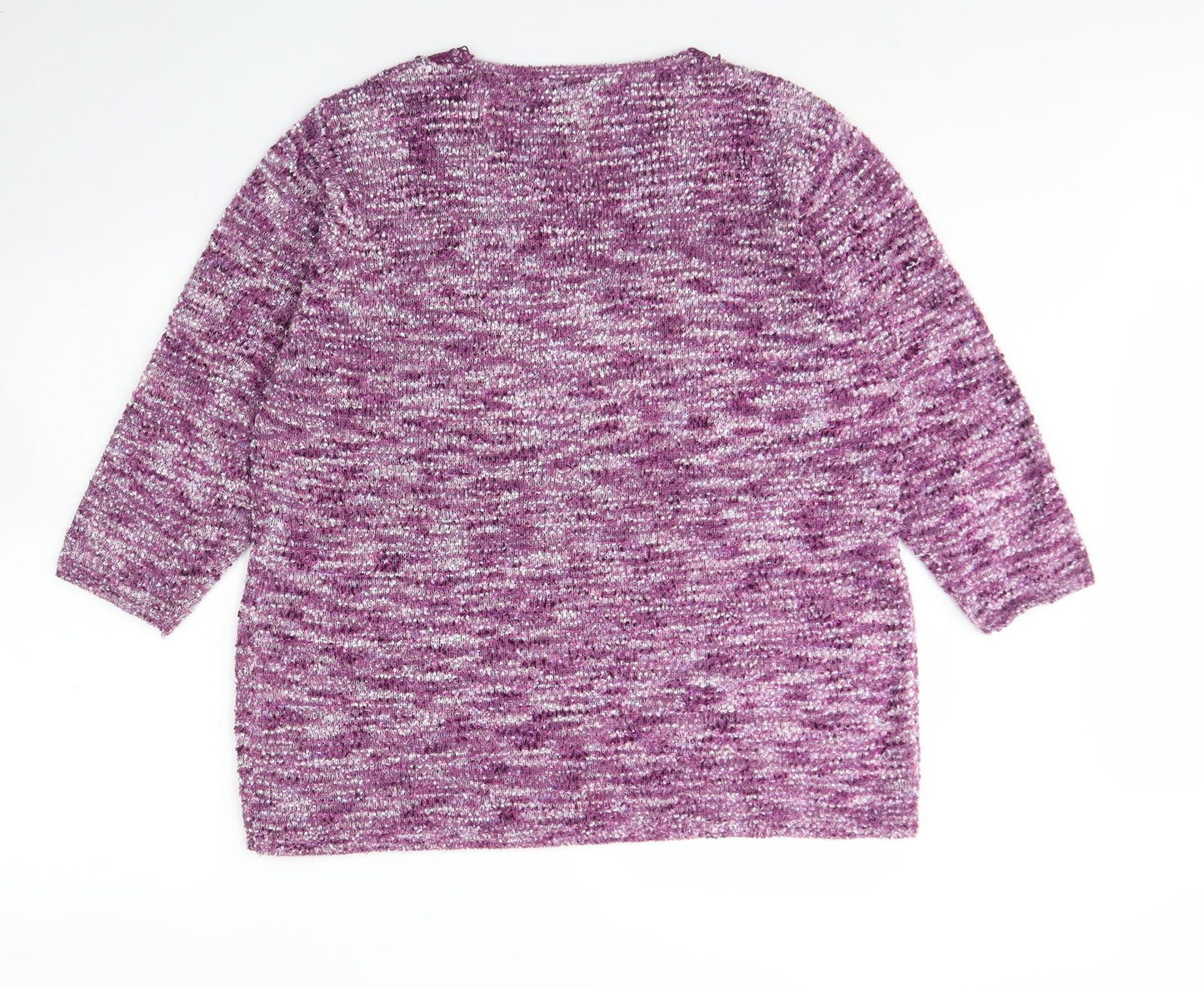 BM Womens Purple Round Neck  Acrylic Pullover Jumper Size L