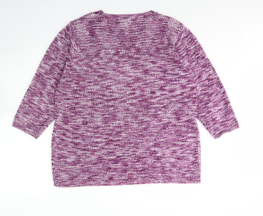 BM Womens Purple Round Neck  Acrylic Pullover Jumper Size L