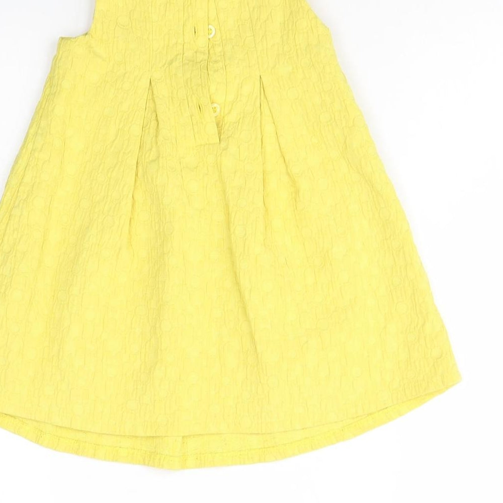 NEXT Girls Yellow  Cotton Shift  Size 12 Months  Round Neck