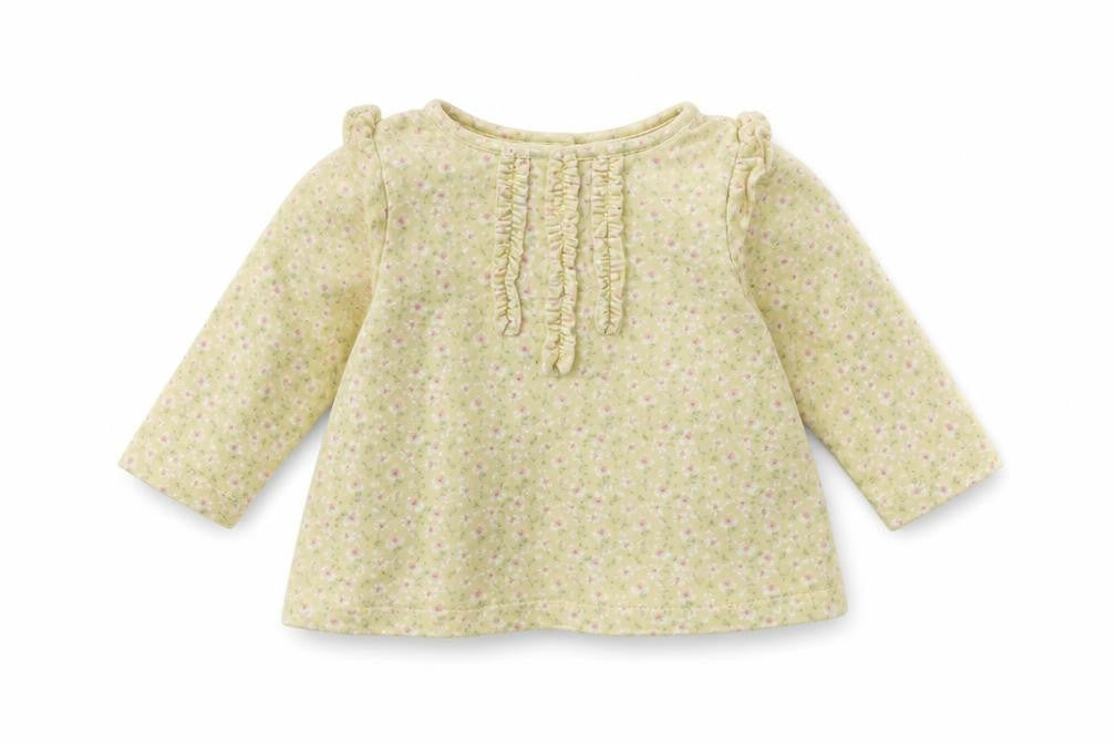 Mini Club Girls Yellow Floral Cotton Basic Blouse Size 0-3 Months Round Neck Button - Small baby