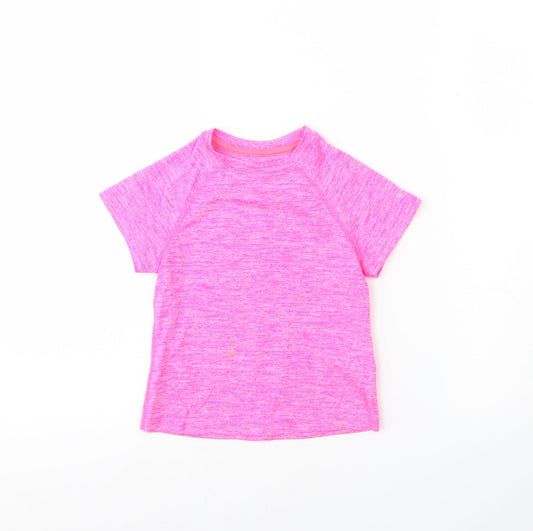 Soul luxe Girls Pink  Polyester Basic T-Shirt Size 4 Years Round Neck