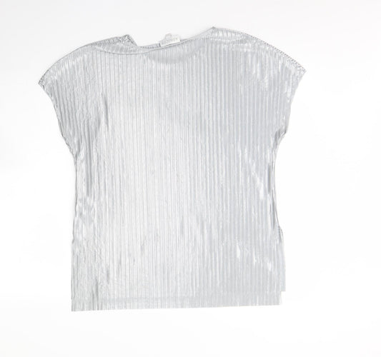 Apricot Womens Silver  Polyester Basic Blouse Size 10 Round Neck
