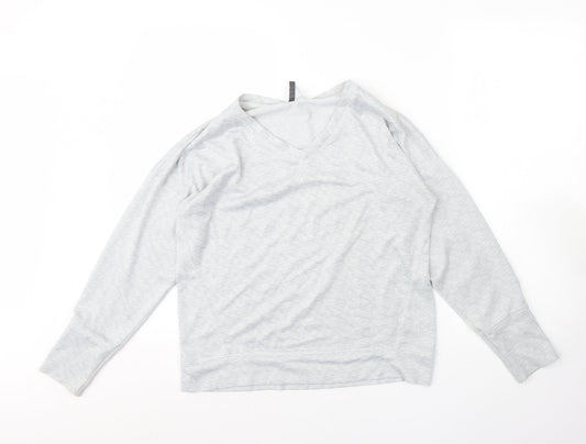 Jaclyn Intimates Womens Grey V-Neck  Polyester Pullover Jumper Size M