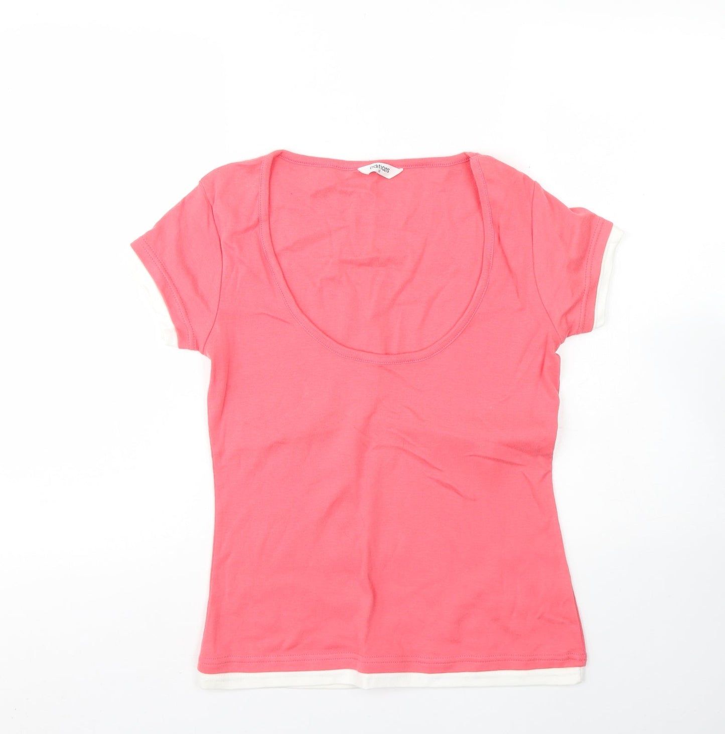 Editions  Womens Pink  Cotton Basic Blouse Size 12 Round Neck