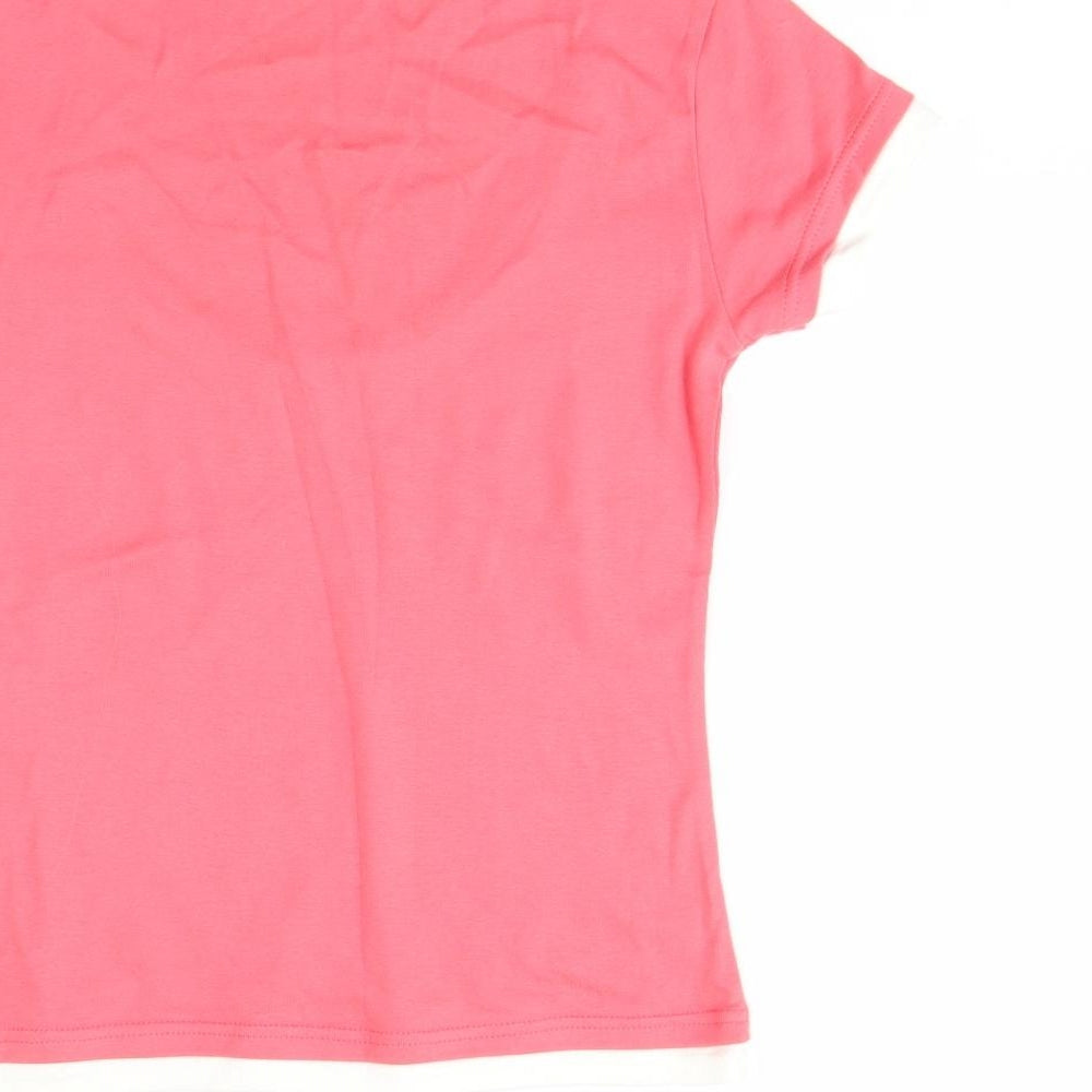 Editions  Womens Pink  Cotton Basic Blouse Size 12 Round Neck