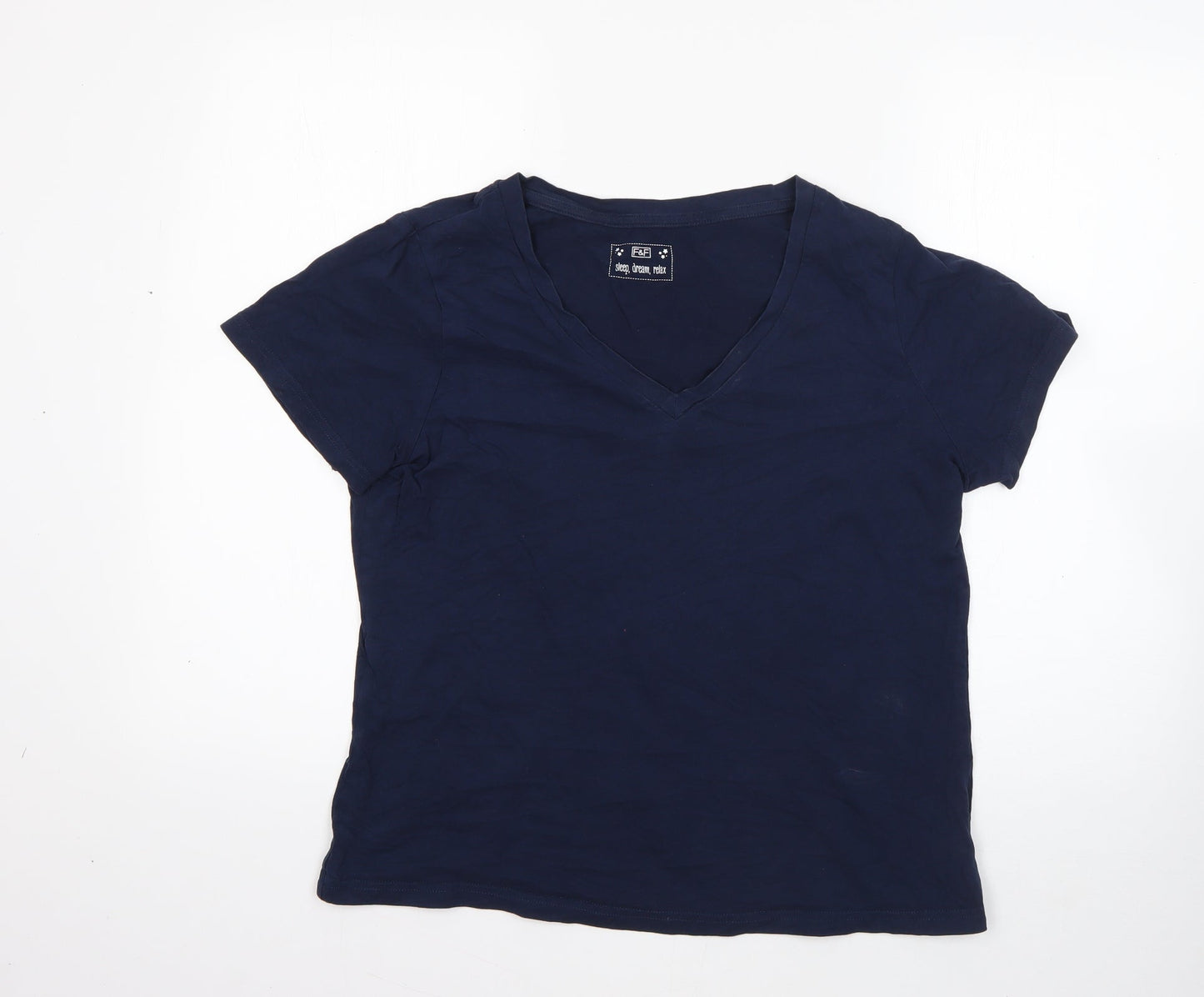 F&F Womens Blue  100% Cotton Top Pyjama Top Size 12