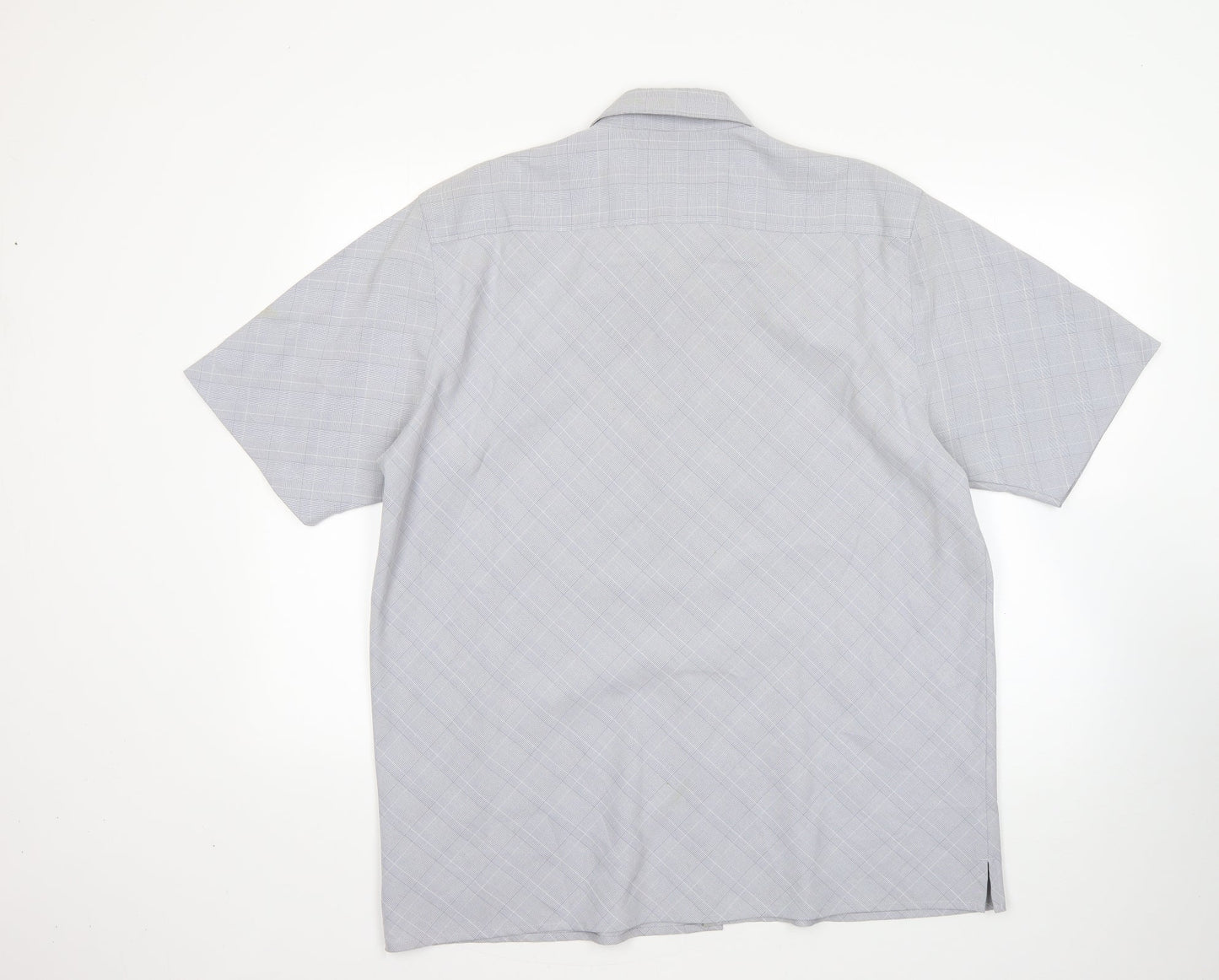 Lee Cooper Mens Grey Check Viscose  Button-Up Size L Collared