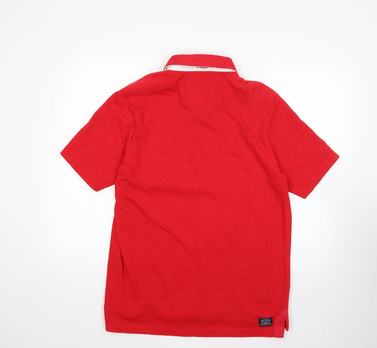 Wales Mens Red  100% Cotton  Polo Size L Collared  - wales