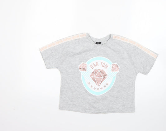 George Girls Multicoloured Geometric Polyester Basic T-Shirt Size 10-11 Years Round Neck