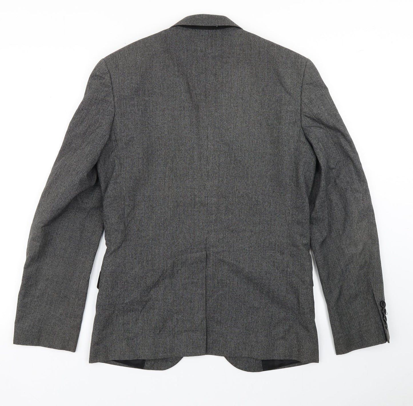 Cedar Wood State Mens Grey Check Polyester Jacket Blazer Size 36