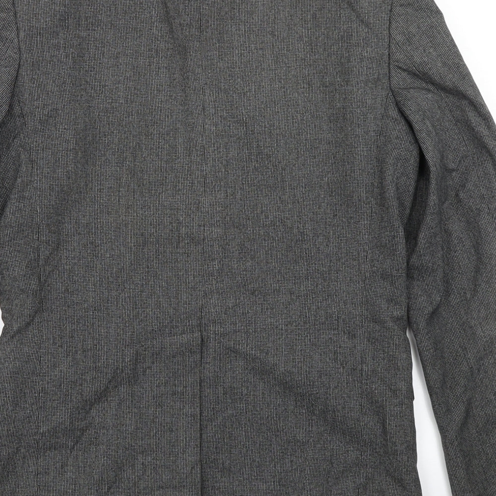 Cedar Wood State Mens Grey Check Polyester Jacket Blazer Size 36