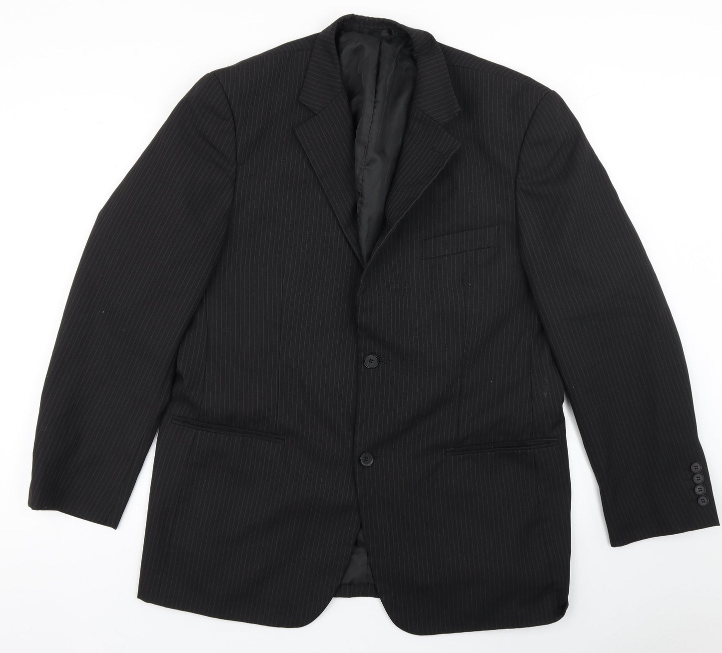 Taylor & Wright Mens Black Striped Polyester Jacket Blazer Size 42